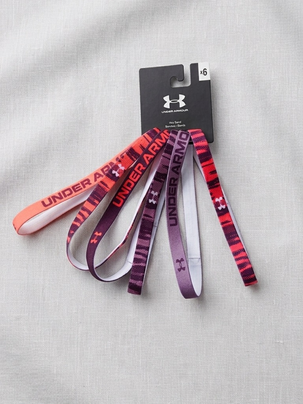 NWT Under Armour Women’s 6 Pack Elastic Headbands None Slip Grip Pink/Purple
